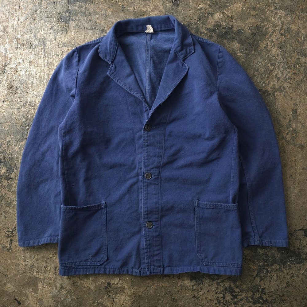 Vintage 1960s Blue Work Jacket German Chore Coat